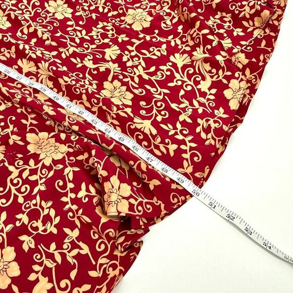 Talbots Intimates Silk Cranberry/Tan Floral Robe & Nightgown Size Medium Petite - Picture 13 of 13